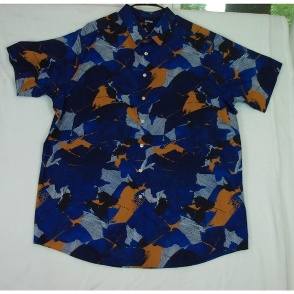 MURANO Men's Button UP Shirt Short Sleeve Blue Size 2XT‎ Camp - Picture 1 of 10